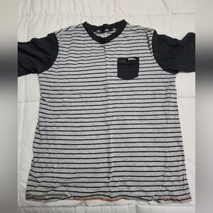 Striped Black and Gray T-Shirt No Fear
